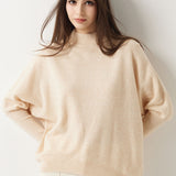 100% Merino Wool Mock Neck Batwing Sweater