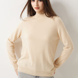 30% Cashmere 70% Merino Wool Seamless Mock Neck Sweater