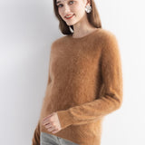 Chanyarn Women's 100% Cashmere Sweater Luxury Hairy Warm Tops Crewneck 2025 Fall Winter Long Sleeve Soft Knit Pullover