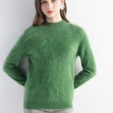 Chanyarn Women's 100% Cashmere Sweater Luxury Hairy Warm Top Mock Neck 2025 Fall Winter Long Sleeve Soft Knit Pullover