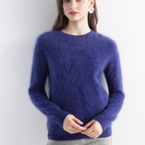 Chanyarn Women's 100% Cashmere Sweater Luxury Hairy Warm Tops Crewneck 2025 Fall Winter Long Sleeve Soft Knit Pullover