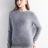 Chanyarn Women's 100% Cashmere Sweater Luxury Hairy Warm Tops Crewneck 2025 Fall Winter Long Sleeve Soft Knit Pullover