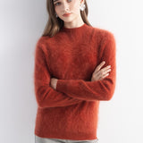 Chanyarn Women's 100% Cashmere Sweater Luxury Hairy Warm Top Mock Neck 2025 Fall Winter Long Sleeve Soft Knit Pullover