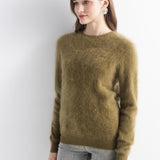 Chanyarn Women's 100% Cashmere Sweater Luxury Hairy Warm Tops Crewneck 2025 Fall Winter Long Sleeve Soft Knit Pullover