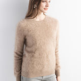 Chanyarn Women's 100% Cashmere Sweater Luxury Hairy Warm Tops Crewneck 2025 Fall Winter Long Sleeve Soft Knit Pullover