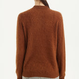 Chanyarn Women's 100% Merino Wool Luxury Soft Fall Winter Warm Long Sleeve Mock Neck Brushed Fuzzy Pullover Sweater