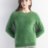 Chanyarn Women's 100% Cashmere Sweater Luxury Hairy Warm Tops Crewneck 2025 Fall Winter Long Sleeve Soft Knit Pullover