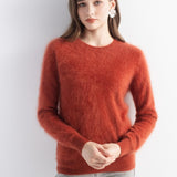 Chanyarn Women's 100% Cashmere Sweater Luxury Hairy Warm Tops Crewneck 2025 Fall Winter Long Sleeve Soft Knit Pullover