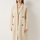 100% Merino Wool Double-Breasted Long Coat