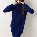 100% Merino Wool Turtleneck Knit Sweater Dress
