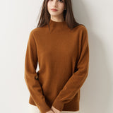 30% Cashmere 70% Merino Wool Seamless Mock Neck Sweater