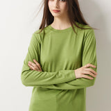 100% Merino Wool Crewneck Long Sleeve Knit Top
