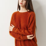 Suéter sem costura 100% lã Merino com gola redonda