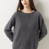 Suéter sem costura 100% lã Merino com gola redonda