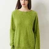Suéter sem costura 100% lã Merino com gola redonda