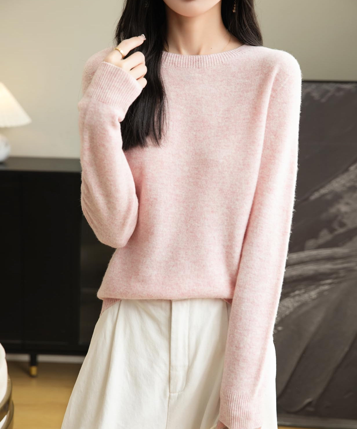 Chanyarn Women's 100% Merino Wool Crewneck Sweater 2025 First-Line Ready to Wear Long Sleeve Seamless Knit Sweater