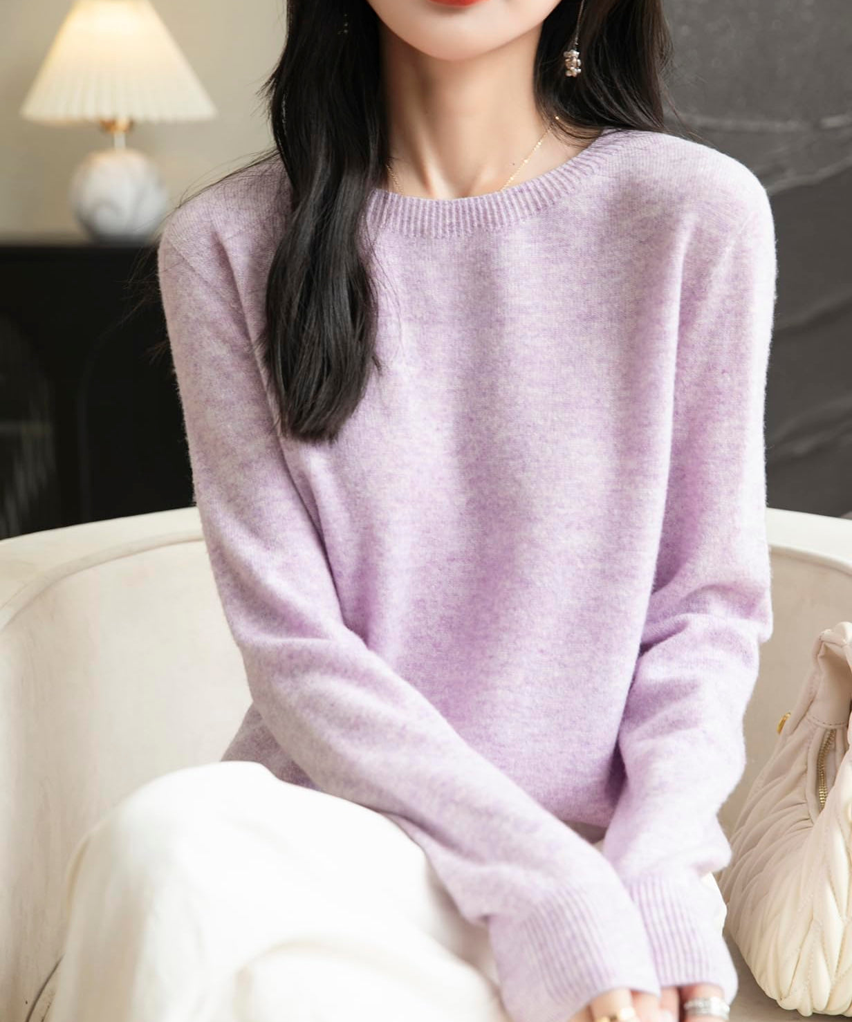 Chanyarn Women's 100% Merino Wool Crewneck Sweater 2025 First-Line Ready to Wear Long Sleeve Seamless Knit Sweater