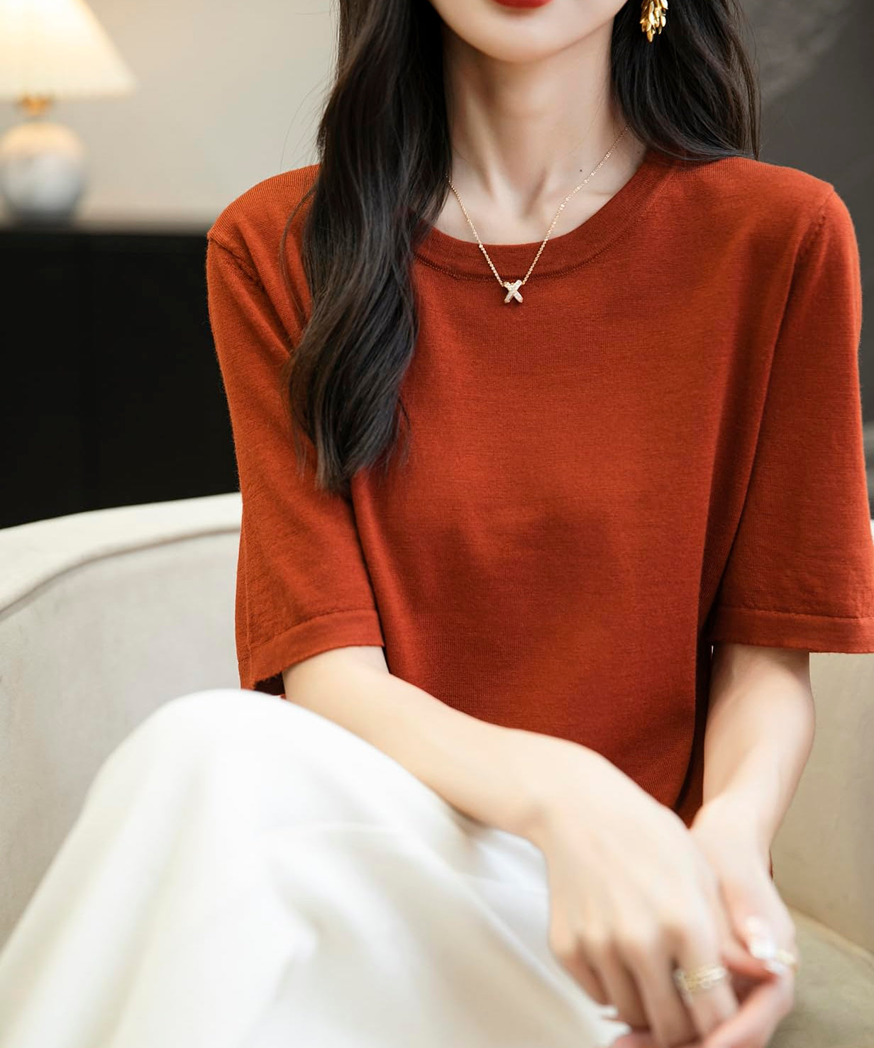 Chanyarn Women's 100% Merino Wool Base Layer Shirt Tops Crew Neck Short Sleeve Travel Hiking Tee T Shirt Pullover Sweater