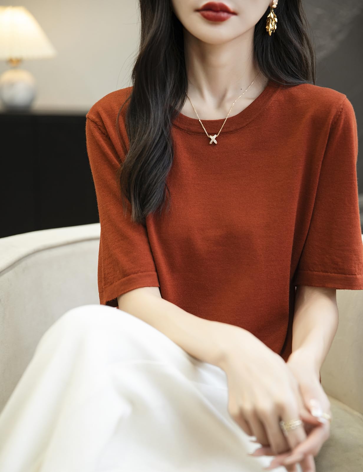 100% Merino Wool Crewneck Travel Tee Sweater