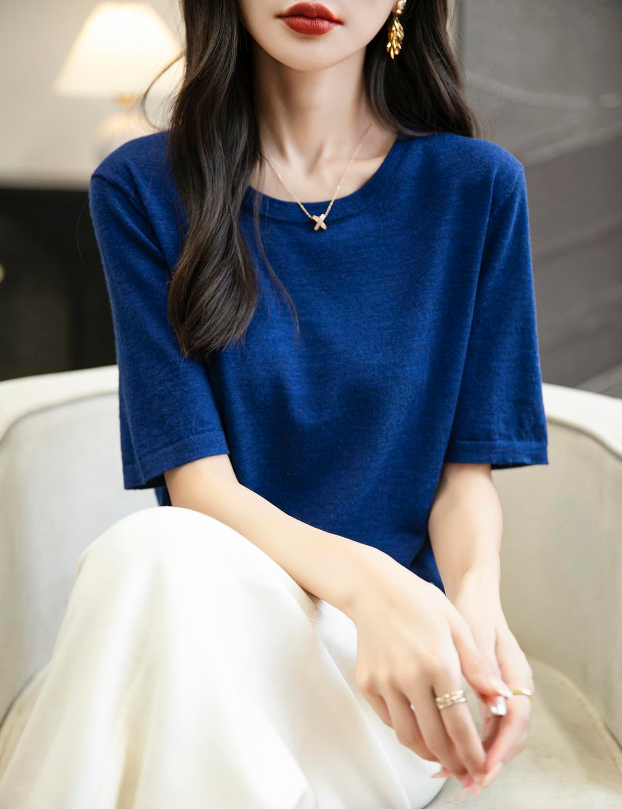100% Merino Wool Crewneck Travel Tee Sweater