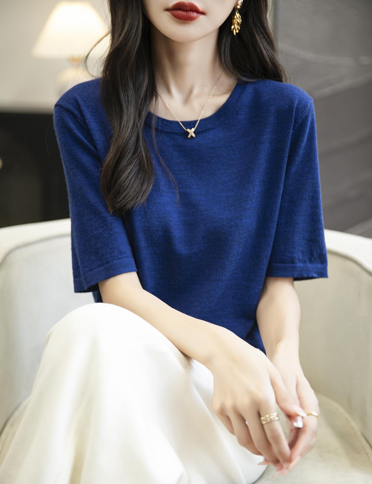 100% Merino Wool Crewneck Travel Tee Sweater