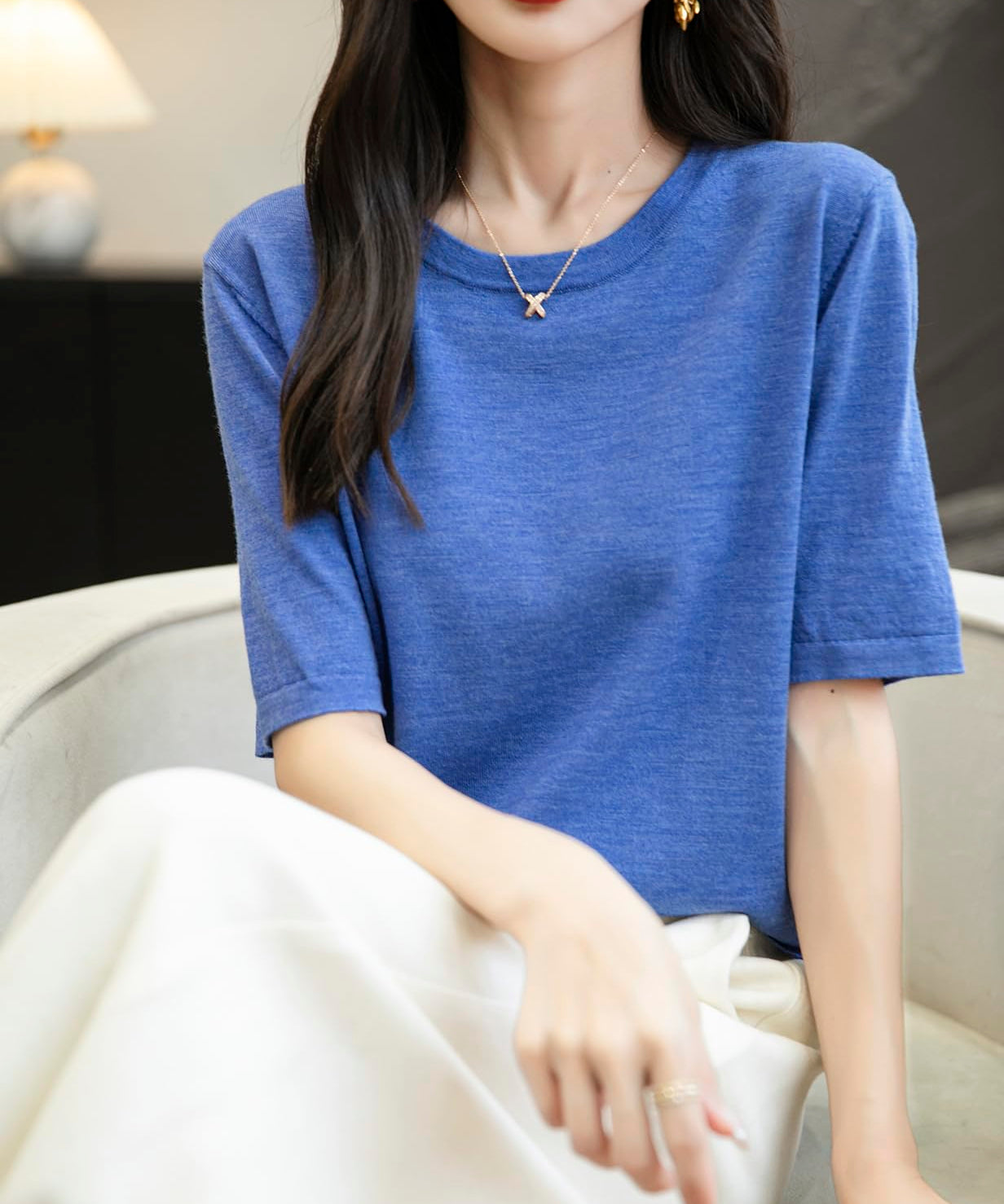 Chanyarn Women's 100% Merino Wool Base Layer Shirt Tops Crew Neck Short Sleeve Travel Hiking Tee T Shirt Pullover Sweater