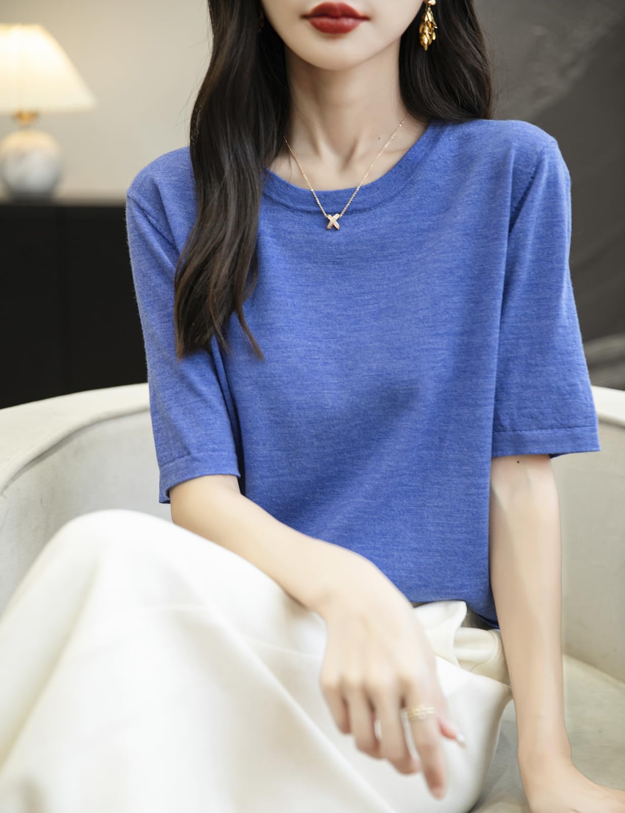 100% Merino Wool Crewneck Travel Tee Sweater