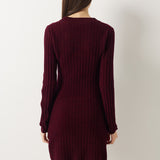 Vestido suéter 100% lã Merino com decote em V