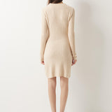 Vestido suéter 100% lã Merino com decote em V
