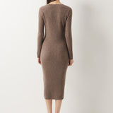 Abito maglione con scollo a V 30% cashmere 70% lana merino
