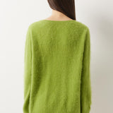 Suéter sem costura 100% lã Merino com gola redonda