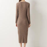 30% Cashmere 70% Merino Wool V-Neck Sweater Dress