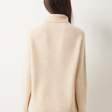 Pull à col roulé sans couture 100 % laine mérinos