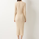 Abito maglione con scollo a V 30% cashmere 70% lana merino