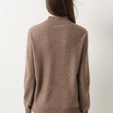 30% Cashmere 70% Merino Wool Seamless Mock Neck Sweater