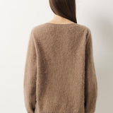 Suéter sem costura 100% lã Merino com gola redonda