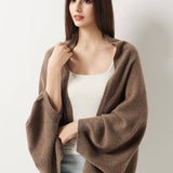 100% Merino Wool Knit Wrap Shawl with Sleeves