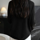 Merino Wool Blend Seamless Crewneck Cardigan
