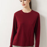 100% Merino Wool Crewneck Long Sleeve Knit Top