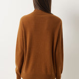 30% Cashmere 70% Merino Wool Seamless Mock Neck Sweater