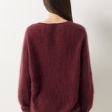 Suéter sem costura 100% lã Merino com gola redonda