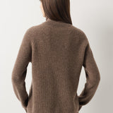Maglione con zip e collo a lupetto in 100% lana merino