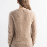 Chanyarn Women's 100% Cashmere Sweater Luxury Hairy Warm Tops Crewneck 2025 Fall Winter Long Sleeve Soft Knit Pullover