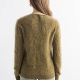 Chanyarn Women's 100% Cashmere Sweater Luxury Hairy Warm Tops Crewneck 2025 Fall Winter Long Sleeve Soft Knit Pullover