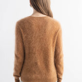 Chanyarn Women's 100% Cashmere Sweater Luxury Hairy Warm Tops Crewneck 2025 Fall Winter Long Sleeve Soft Knit Pullover