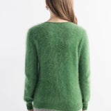 Chanyarn Women's 100% Cashmere Sweater Luxury Hairy Warm Tops Crewneck 2025 Fall Winter Long Sleeve Soft Knit Pullover