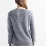 Chanyarn Women's 100% Cashmere Sweater Luxury Hairy Warm Tops Crewneck 2025 Fall Winter Long Sleeve Soft Knit Pullover