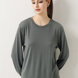 100% Merino Wool Crewneck Long Sleeve Knit Top