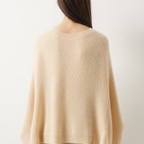 30% Cashmere 70% Merino Wool Batwing Sleeves Crew Neck Sweater