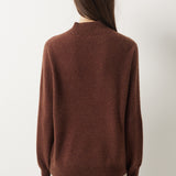 30% Cashmere 70% Merino Wool Seamless Mock Neck Sweater